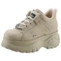 Plateausneaker BUFFALO, Damen, Gr. 40, beige (creme), Nubukleder, sportlich, Schuhe, mit kräftiger Sohle, Freizeitschuh, Halbschuh, Schnürschuh