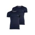 T-Shirt EMPORIO ARMANI "T-Shirt BOLD MONOGRAM 2er Pack", Herren, Gr. L, blau (marine), Obermaterial: 95% Baumwolle CO. 5% Elasthan EL., Kurzarm, Shirts