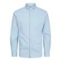 Langarmhemd JACK & JONES JUNIOR "JJEAXEL STRETCH SHIRT LS NOOS JNR" Gr. 128, N-Gr, blau (cashmere blau), Jungen, Obermaterial: 97% Baumwolle, 3% Elasthan, unifarben, Hemden