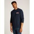 Sweatshirt TOMMY JEANS "TJM REG ENTRY GRAPHIC CREW EXT", Herren, Gr. L, blau (schwarz night navy), Sweatware, Obermaterial: 100% Baumwolle, unifarben, casual, regular fit hüftlang, Rundhals, Langarm Rippbündchen, Sweatshirts, mit Logo