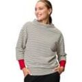 Sweatshirt ZERO "zero Sweatshirt geringelt mit 3/4 Ärmel", Damen, Gr. 34, schwarz-weiß (creamschwarz), Stoff, Obermaterial: 64% Baumwolle, 24% Polyester, 11% Viskose, 1% Elastan. Ärmelfutter: ohne Futter., gestreift, casual, figurumspielend normal, 3/4-Ärmel eng, Sweatshirts, Plain/ohne Details