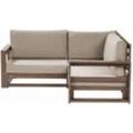 Beliani - Lounge Sofa Dunkelbraun Akazienholz Auflagen Taupe 2-Sitzer Ecksofa Retro Landhaus Stil Terrasse Outdoor Balkon Außenbereich