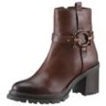 Stiefelette MARCO TOZZI Gr. 39, braun (braun used), Damen, Leder, unifarben, Schuhe Cowboyboots Cowboy-Stiefelette Stiefelette, Blockabsatz, Westernstiefelette, Chunky Boots mit Zierriegel