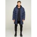 Steppjacke BEHYPE "PUFFER PARKA" Gr. L, blau (dunkelblau), Herren, 100% Polyester, unifarben, Jacken, Steppjacke mit Kapuze