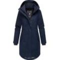 Wintermantel RAGWEAR "Jannisa Coat", Damen, Gr. L (40), blau (navy), Obermaterial: 100% Polyester, Innenfutter: 100% Polyester, Wattierung: 100% Polyester, klassisch, tailliert ca. Mitte Oberschenkel, hoch geschlossener Ausschnitt, Langarm Ärmel ohne Ärmelschlitz Rippstrickbündchen mit Druckknopf, Mäntel, Klassischer Damen Kurzmantel mit Kapuze