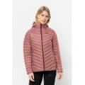 Daunenjacke JACK WOLFSKIN "PASSAMANI DOWN HOODY W", Damen, Gr. L (42/44), rosa (blush, powder), OBERSTOFF: 100% POLYAMID; FUTTER: 100% POLYESTER; 1. FÜLLUNG: 85% ENTENDAUNEN, 15% FEDER; 2. FÜLLUNG: 100% POLYESTER;, Jacken