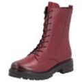 Schnürstiefelette REMONTE, Damen, Gr. 39, rot (dunkelrot used), Leder, unifarben, casual, Schuhe, Blockabsatz, Schnürboots, Chunky Boots mit Kontrast-Rahmennaht