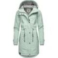 Regenjacke PEAK TIME "L60042" Gr. L (40), grün (mint), Damen, Obermaterial: 100% Polyurethan, Futter 1: 100% Polyester, Futter 2: 60% Baumwolle, 40% Polyester, Wattierung: 100% Polyester, Jacken, stylisch taillierter Regenmantel für Damen