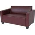 2er Sofa Couch Moncalieri Loungesofa Kunstleder rot-braun