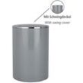 Schwingdeckeleimer Inca Grey, hochwertiger Kunststoff, 5 Liter, Grau, Kunststoff (abs) grau chrom - grau - Wenko