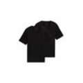 TOM TAILOR Herren Basic T-Shirt im 2er-Pack mit V-Ausschnitt, schwarz, Uni, Gr. XL