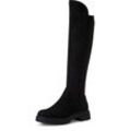 Overkneestiefel TAMARIS Gr. 41, Normalschaft, schwarz, Damen, Textil, unifarben, Veloursleder, Schuhe, Blockabsatz, Langschaftstiefel, Overkneestiefel, vegane Verarbeitung