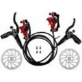 Fahrrad Hydraulische Scheibenbremsen MTB Mountainbike Vorne Hinten Bremssattel Set Links Rechts Bremshebel Kit mit 160mm Scheibenrotor, Modell: Rot