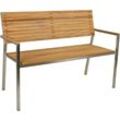 2-Sitzer Bank Sitz Teakholz Edelstahl Garten Terrasse Lounge Balkon 125x86x55cm