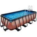 Framepool EXIT, braun, B:200cm H:100cm L:400cm, Schwimmbecken, BxLxH: 200x400x100 cm, mit Sandfilterpumpe und Sicherheitsleiter