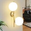 Gbly - Innen Wandlampe Schlafzimmer Wandleuchte - Treppenhaus Flurlampe Vintage Wandbeleuchtung 2 Flammig Glas Lampenschirm Gold Wand Lampen Modern