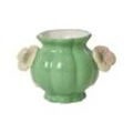 RICE Handbemalte Keramik Vase mit Blumenhenkel, L11 x B16 x H10 cm