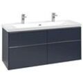 Villeroy und Boch Subway 3.0 Waschtisch-Unterschrank C602L0VQ 127,2x57,6x47,8cm, mit LED/Griff Aluminium glänzend, marine blue