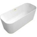 Villeroy und Boch Villeroy & Boch Finion freistehende Badewanne 177FIN7N300V201 170x70cm, Wasserzulauf, Design-Ring, weiß, gold