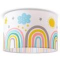 Paco Home - Deckenlampe Kinder Pendelleuchte Kinderzimmer Stoffschirm Rund Bunt Baby E27 Deckenleuchte - Weiß, Mehrfarbig 3 (Ø45.5cm)