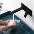 Csparkv - Schwarz) Wandmontierter Waschbecken-Wasserhahn, Badezimmer-Mischbatterie mit Wasserfall, extra breiter Auslauf, verdeckter Wasserhahn,