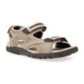 Sandale GEOX "UOMO SANDAL STRADA" Gr. 43, blau (sandfarben, navy), Herren, Lederimitat, Schuhe, Sommerschuh, Klettschuh, Outdoorsandale, im Trekking-Look