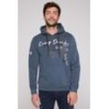 Kapuzensweatshirt CAMP DAVID Gr. S, blau (schwarz sky), Herren, Sweatware, Obermaterial: 72% Baumwolle, 28% Polyester, Sweatshirts, mit Label-Applikationen