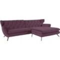 Ecksofa 3C CANDY "Beatrice Designsofa in moderner Retrooptik, bequem und extravagant", rot (bordeaux), B:300cm H:94cm T:175cm, Samt-Optik (100% Polyester), Sofas, mit Rückensteppung im Rautenmuster, Ohrenbacken Optik, L-Form