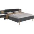 Futonbett WIMEX "Toscana", schwarz (graphit, absetzung hirnholz, nachbildung, polster graphit, graphit, absetzung hirnholz, nachbildung, polster graphit, graphit), B:260cm H:95cm L:210cm, Betten, Mit indirekter LED Beleuchtung