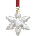 Dekohänger SWAROVSKI "Annual Edition Little Snowflake Ornament 2024, 5673430, 5674384", grün (kristallweiß, goldfarben, grün), Dekohänger, B/H/T: 0,8cm x 5,25cm x 3,9cm, Kristallglas, Metall, Polyester, Swarovski Kristall, B:0,8cm H:5,25cm T:3,9cm