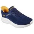 Slip-On Sneaker SKECHERS "BOBS SQUAD CHAOS-SOLID STEP", Herren, Gr. 40, blau (navy), Textil, sportlich, Schuhe, Schlupfschuh, Slipper, Sneaker zum Schlupfen, Topseller