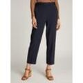 Webhose TOMMY HILFIGER "PUNTO SLIM STRAIGHT PANT", Damen, Gr. 34, N-Gr, blau (schwarz night navy), Web, Obermaterial: 68% Polyester, 28% Viskose, 4% Elasthan, unifarben, klassisch, slim fit kniefrei, Hosen, mit Bügelfalten, Metalllabel