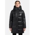 Steppjacke KHUJO "Jadet2-YM" Gr. XL (42), schwarz, Damen, Material: 100% Nylon, Futter: 100% Nylon, Wattierung: 100% Polyester, Jacken, Schimmernder Winter Kurzmantel mit abnehmbarer Kapuze