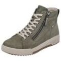 Schnürboots RIEKER EVOLUTION Gr. 36, grün (khaki), Damen, Leder, Schuhe, Stiefelette, High Top Sneaker, Freizeitboots mit Reißverschluss