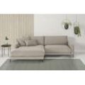 Ecksofa INOSIGN "Downtown, B/T/H: 272/190/84 cm L-Form", beige (sand), B:272cm H:84cm T:190cm, 95% Polyester, 5% Nylon, Sofas, weicher Sitzkomfort auch in Cord und Bouclé, incl. Zierkissen