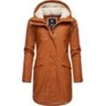 Regenjacke RAGWEAR "Tinsley", Damen, Gr. S (36), braun (zimt), Außenmaterial: 100% Polyester, Innenfutter: 100% Polyester, Wattierung: 100% Polyester, sportlich, klassisch ca. Mitte Oberschenkel, hoch geschlossener Ausschnitt, Langarm mit Knopf normaler Saum mit Druckknopf, Jacken, Wasserdichter Regenparka für den Winter