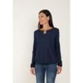 Langarmshirt SEIDEL MODEN Gr. 50, blau (navy), Damen, Obermaterial: 95% Viskose, 5% Elasthan, unifarben, Shirts, mit Tropfenausschnitt, MADE IN GERMANY