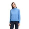 Strickpullover BETTY BARCLAY "Betty Barclay Feinstrickpullover mit Rippenstruktur", Damen, Gr. 36, blau (blau melange), Strick, Obermaterial: 50% Viskose, 27% Polyamid, 23% Polyester., casual, gerade lang, Langarm, Pullover, Strass