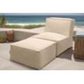 Hocker DOMO COLLECTION "Fiu für Terrasse, Balkon, Garten, Camping - wetterfest", beige, B:75cm H:45cm T:70cm, 100% Olefin, Hocker, Aufblasbarer Outdoor Sitzhocker 75 x 70 cm, klein verstaubar