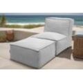 Hocker DOMO COLLECTION "Fiu für Terrasse, Balkon, Garten, Camping - wetterfest", silber, B:75cm H:45cm T:70cm, 100% Olefin, Hocker, Aufblasbarer Outdoor Sitzhocker 75 x 70 cm, klein verstaubar