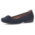 Ballerina GABOR "FLORENZ" Gr. 38,5, blau (nachtblau, dunkelblau), Damen, Nubukleder, unifarben, Schuhe, Business Schuhe, Slipper mit modischem Knoten, Weite G