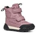 Winterboots GEOX "J TREKKYUP GIRL B ABX" Gr. 33, pink, Kinder, Textil, Synthetik, Lederimitat, Schuhe, Klettstiefel, Snowboots, Winterstiefel mit Metallic Look