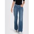 Weite Jeans MAC "DREAM WIDE" Gr. 34, Länge 32, blau (summer mid blau32), Damen, Denim/Jeans, Obermaterial: 75% Baumwolle, 12% Modal, 9% Polyester, 4% Elasthan, unifarben, Jeans, mit weitem Bein-Stretch