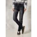 Slim-fit-Jeans CECIL "TORONTO" Gr. 29, Länge 32, grau (dunkelgrau washed), Damen, Denim/Jeans, Obermaterial: 67% Baumwolle, 31% Polyester, 2% Elasthan, unifarben, Jeans, im Five-Pocket Style