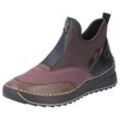 Slip-On Sneaker RIEKER Gr. 38, lila (dunkelbraun, beere), Damen, Lederimitat, Textil, Schuhe, Schlupfboots, High Top Sneaker, Stiefelette mit Front-Reißverschluss