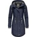 Regenjacke PEAK TIME "L60042", Damen, Gr. M (38), blau (marine), Obermaterial: 100% Polyurethan, Futter 1: 100% Polyester, Futter 2: 60% Baumwolle, 40% Polyester, Wattierung: 100% Polyester, modisch, tailliert ca. Mitte Oberschenkel, Langarm Ärmel ohne Ärmelschlitz normaler Saum, Jacken, stylisch taillierter Regenmantel für Damen