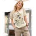 T-Shirt INSPIRATIONEN "Shirt", Damen, Gr. 36, beige (champagner), 50% Baumwolle, 50% Modal, geblümt, gemustert, bedruckt, Rundhals, Kurzarm, Shirts