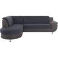 Ecksofa TRENDMANUFAKTUR "Rondo 3, zeitlos und bequem, Materialmix, breite Armlehnen, L-Form", grau (grau, dunkelgrau), B:265cm H:85cm T:190cm, Kunstleder SOFTLUX / Struktur (77% Polyester; 23% Polyacryl), Luxus-Microfaser ALCAZAR (100% Polyester) / Feinstruktur (100% Polyester), Sofas, wahlweise mit Federkern für mehr Komfort, wahlweise mit Bettfunktion