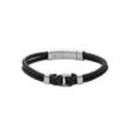 Armband FOSSIL "VINTAGE CASUAL, JF04202040, JF04203040", schwarz (edelstahlfarben, schwarz), Armbänder, Edelstahl-Leder, Edelstahl, Leder