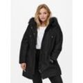 Parka ONLY CARMAKOMA "CARIRENA PARKA COAT OTW", Damen, Gr. S (42/44), schwarz (schwarz detail:schwarz fur), Web, Obermaterial: 100% Polyester, unifarben, casual, Langarm, Jacken